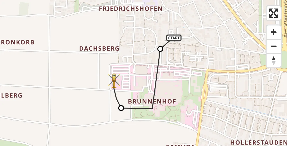Flugroute Rettungshubschrauber Ingolstadt - Ingolstadt Hospital, 09 Juli 2026, 06:17