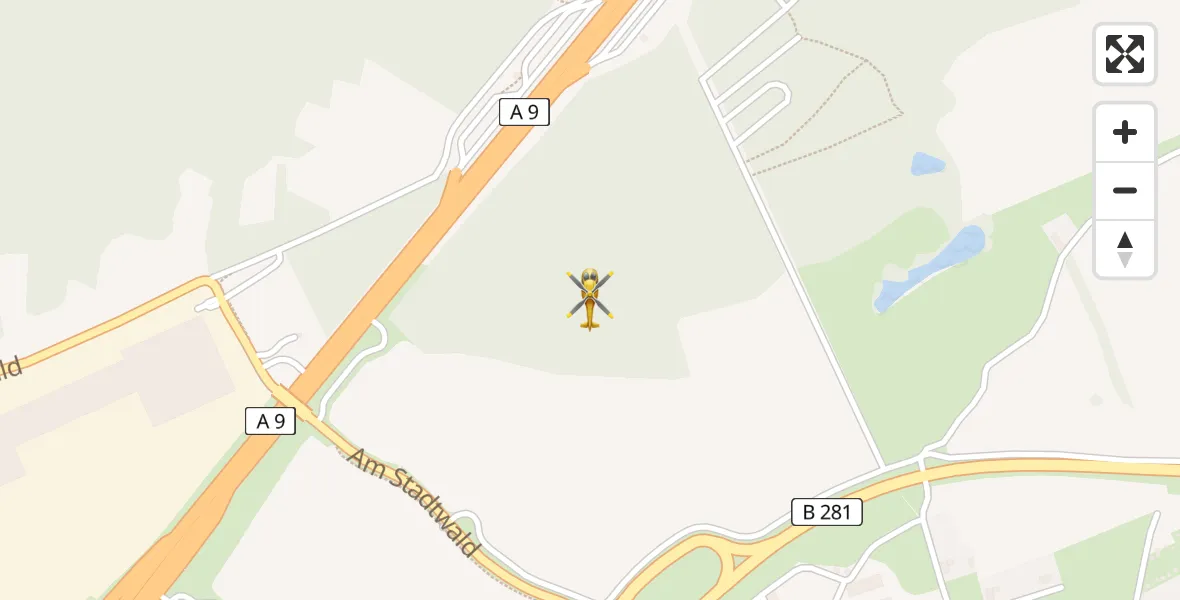 Flugroute Rettungshubschrauber Triptis - Triptis, 09 Juli 2026, 08:19