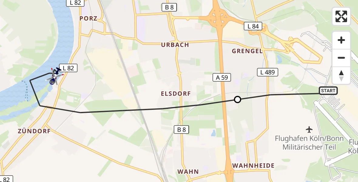 Flugroute Polizeihubschrauber Köln Bonn Flughafen - Köln, 09 Juli 2026, 08:34