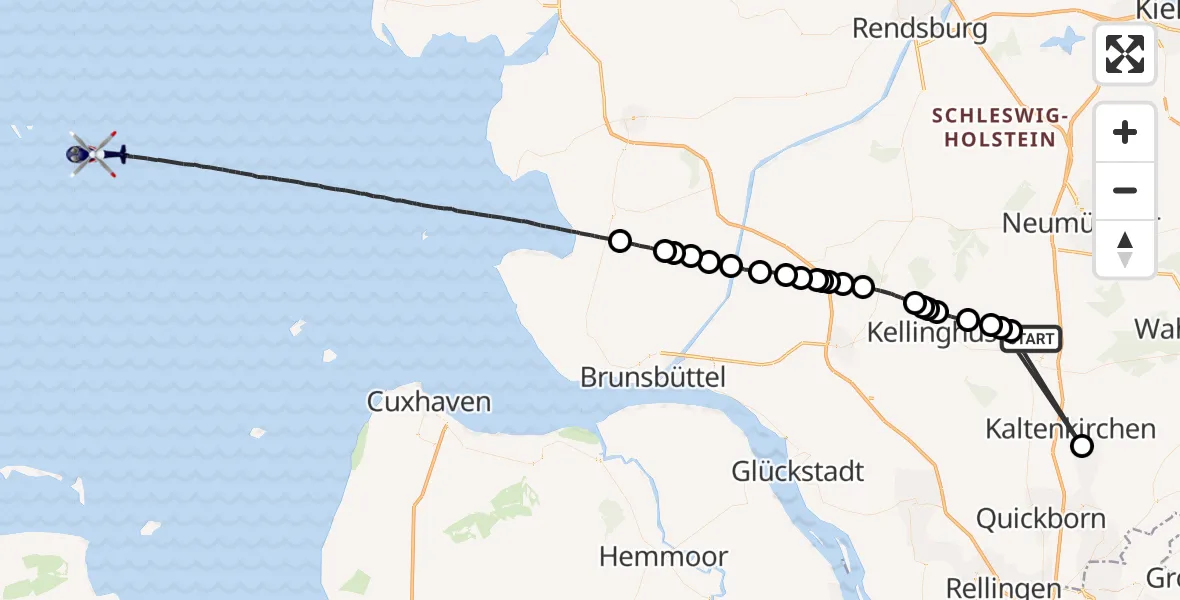Flugroute Polizeihubschrauber Fuhlendorf - Elpersbüttel, 09 Juli 2026, 09:10