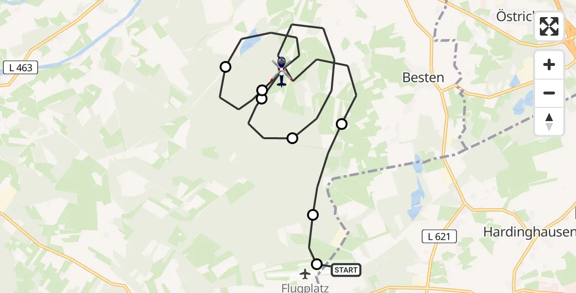 Flugroute Polizeihubschrauber Bottrop - Schermbeck, 09 Juli 2026, 10:30