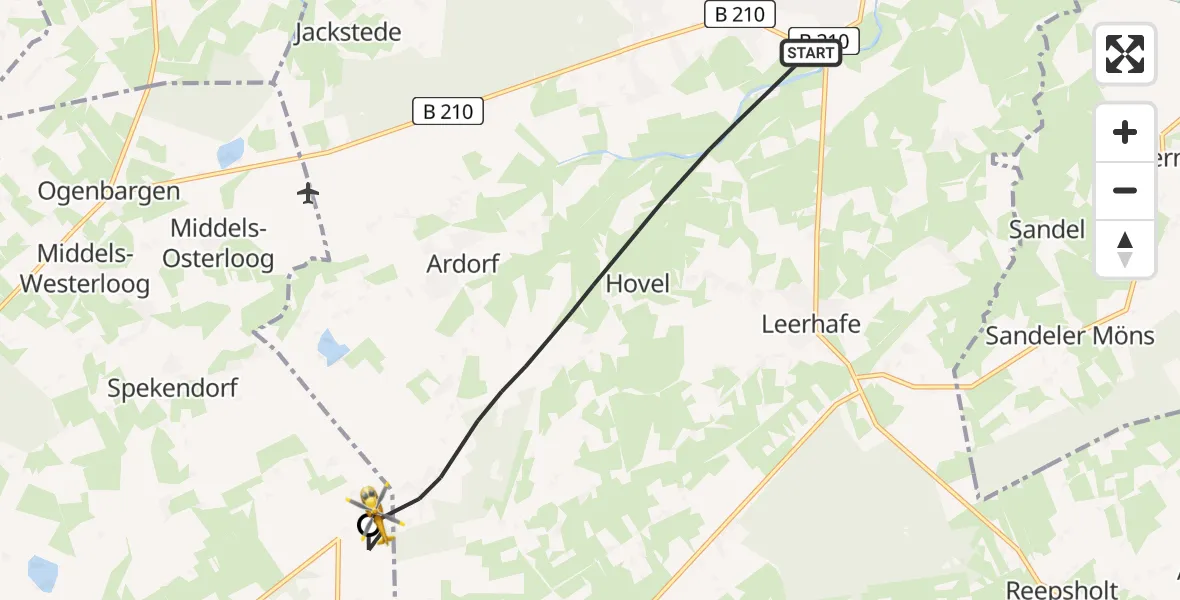 Flugroute Rettungshubschrauber Wittmund - Aurich, 09 Juli 2026, 10:57