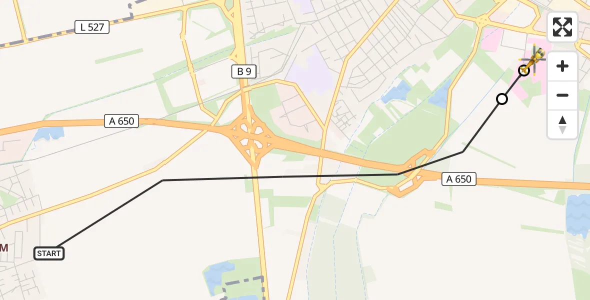 Flugroute Rettungshubschrauber Ludwigshafen am Rhein - Ludwigshafen Accident Hospital, 09 Juli 2026, 11:02