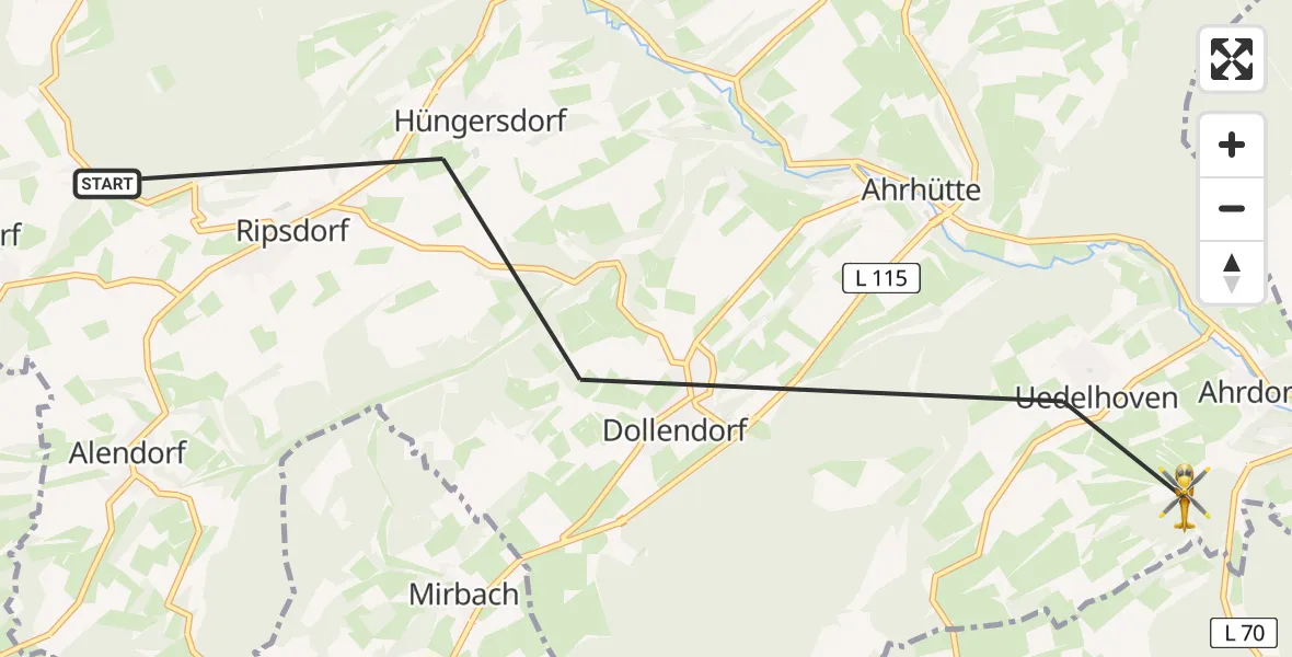Flugroute Ambulanzhubschrauber Blankenheim - Blankenheim, 09 Juli 2026, 11:37