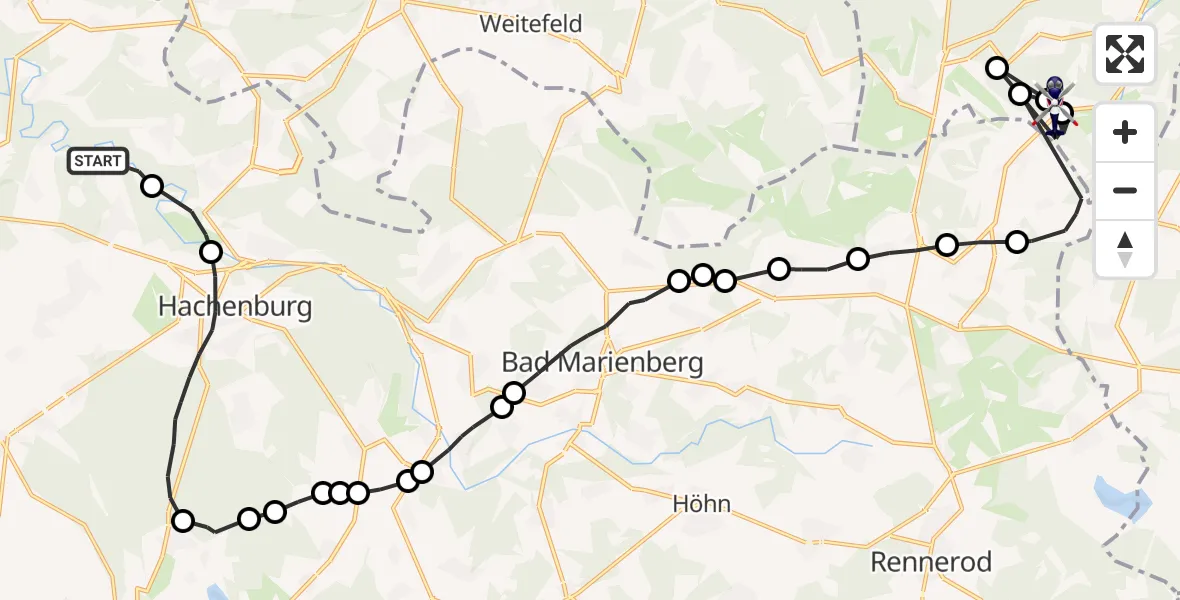 Flugroute Polizeihubschrauber Astert - Burbach, 09 Juli 2026, 12:54