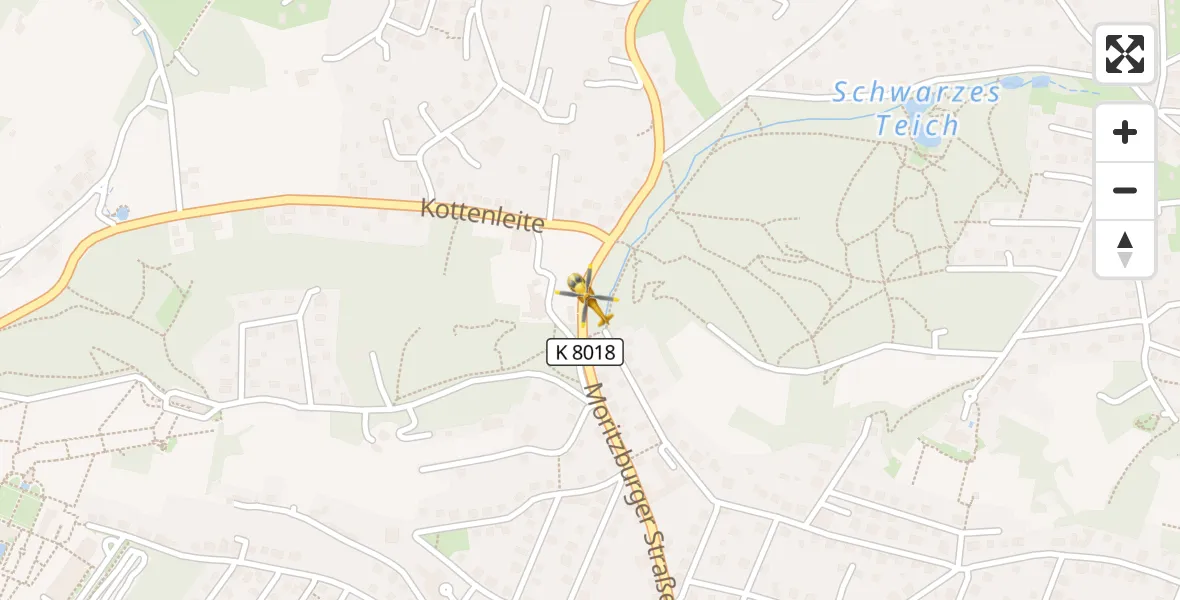 Flugroute Rettungshubschrauber Radebeul - Radebeul, 09 Juli 2026, 13:02