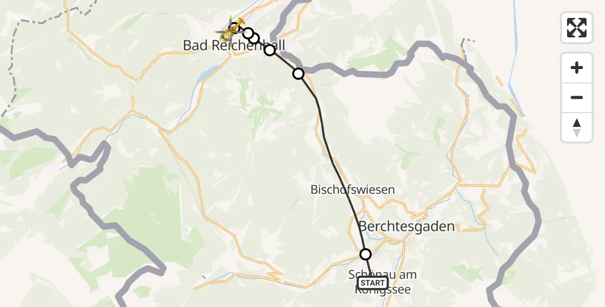Flugroute Rettungshubschrauber Schönau a.Königssee - Bad Reichenhall Hospital, 09 Juli 2026, 13:20
