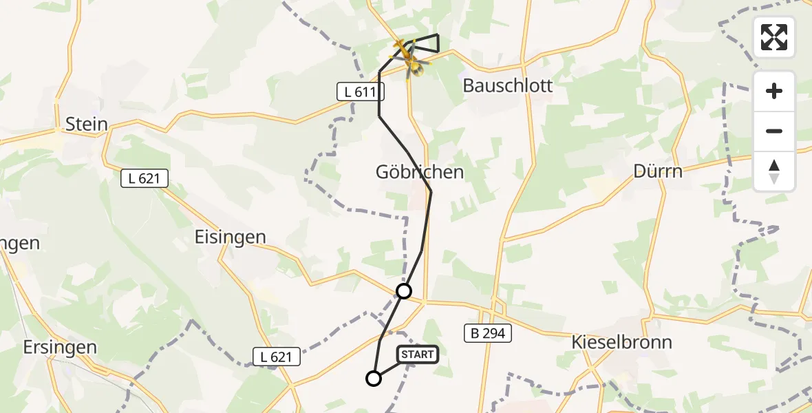 Flugroute Ambulanzhubschrauber Neulingen - Neulingen, 09 Juli 2026, 14:47