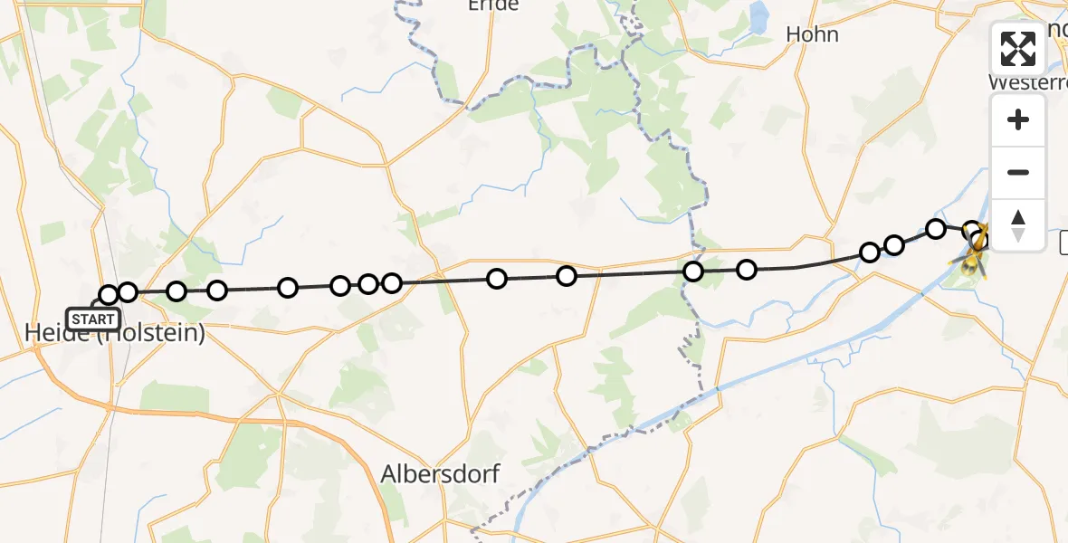 Flugroute Ambulanzhubschrauber Heide - Hörsten, 09 Juli 2026, 15:09