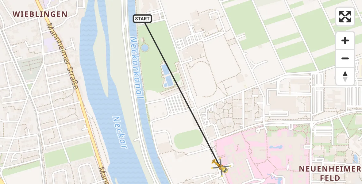 Flugroute Rettungshubschrauber Heidelberg - Heidelberg, 09 Juli 2026, 15:44