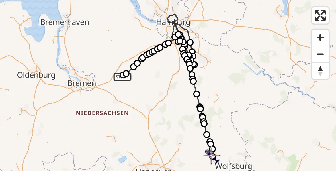 Flugroute Polizeihubschrauber Bötersen - Gifhorn Bundespolizei Hubschrauberlandeplatz, 09 Juli 2026, 16:52