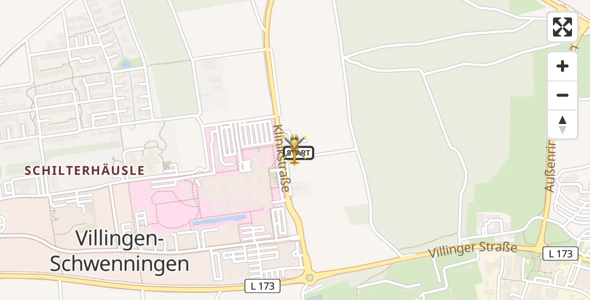 Flugroute Ambulanzhubschrauber DRF Air Rescue Station Villingen-Schwenningen Hubschrauberlandeplatz (Christoph 11) - DRF Air Rescue Station Villingen-Schwenningen Hubschrauberlandeplatz (Christoph 11), 09 Juli 2026, 17:21