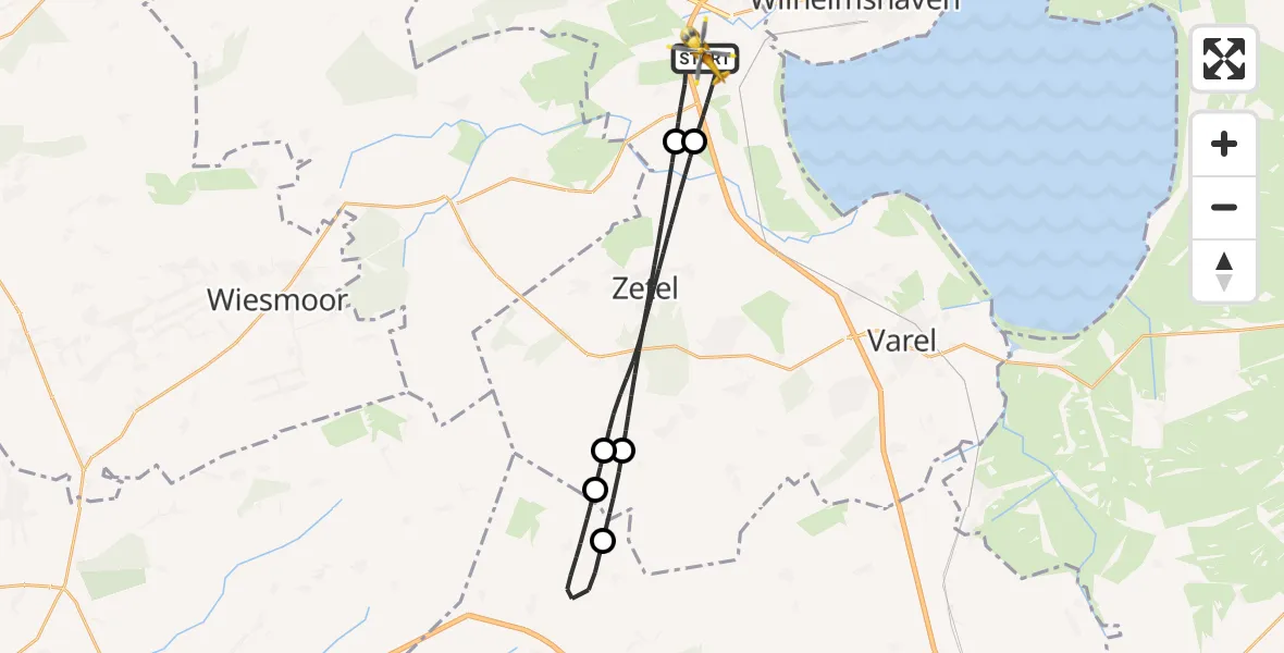 Flugroute Rettungshubschrauber Sande - Sande, 09 Juli 2026, 17:33