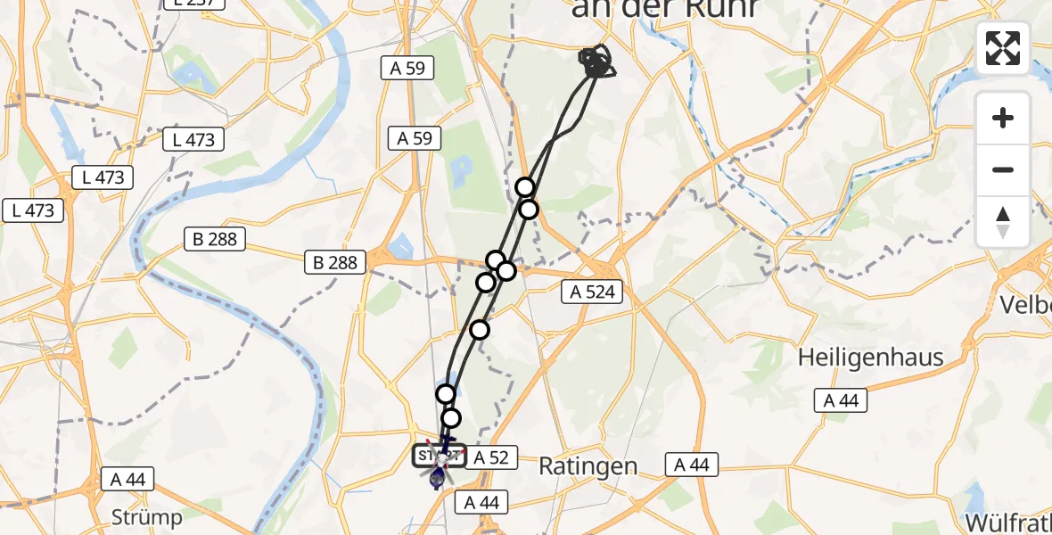 Flugroute Polizeihubschrauber Düsseldorf Flughafen - Düsseldorf Flughafen, 10 Juli 2026, 02:29
