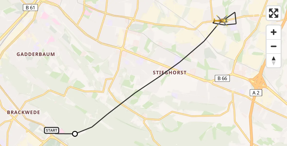 Flugroute Rettungshubschrauber Luftrettungszentrum Bielefeld - Bielefeld, 10 Juli 2026, 05:13