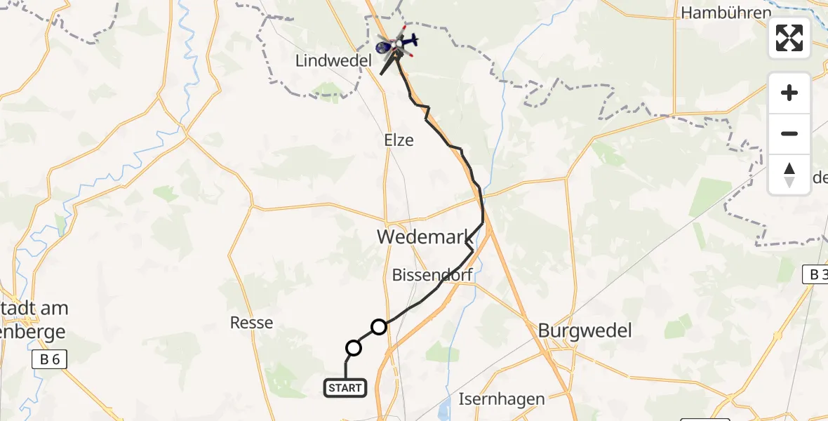 Flugroute Polizeihubschrauber Flughafen Hannover - Wedemark, 10 Juli 2026, 05:46