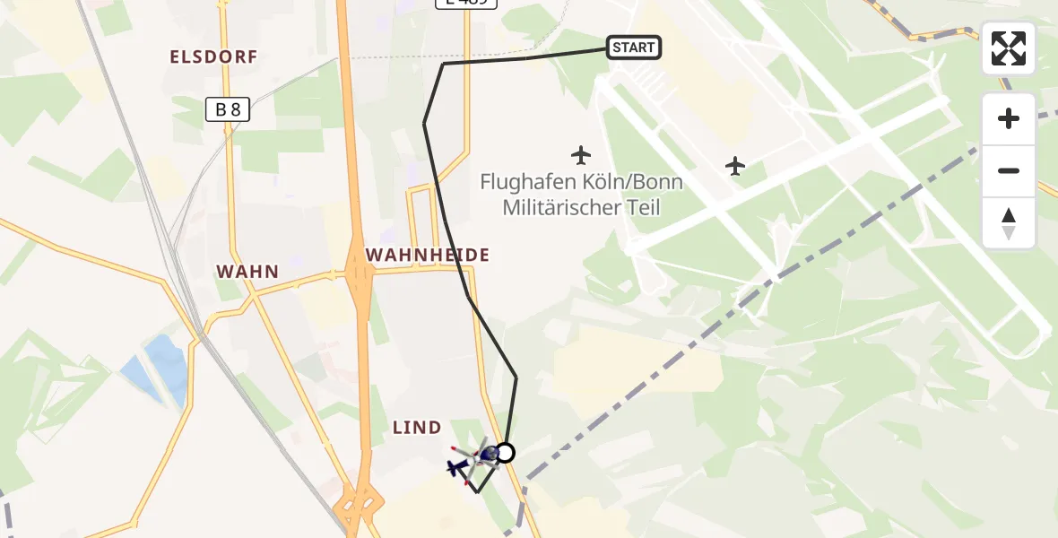 Flugroute Polizeihubschrauber Köln Bonn Flughafen - Köln, 10 Juli 2026, 07:46