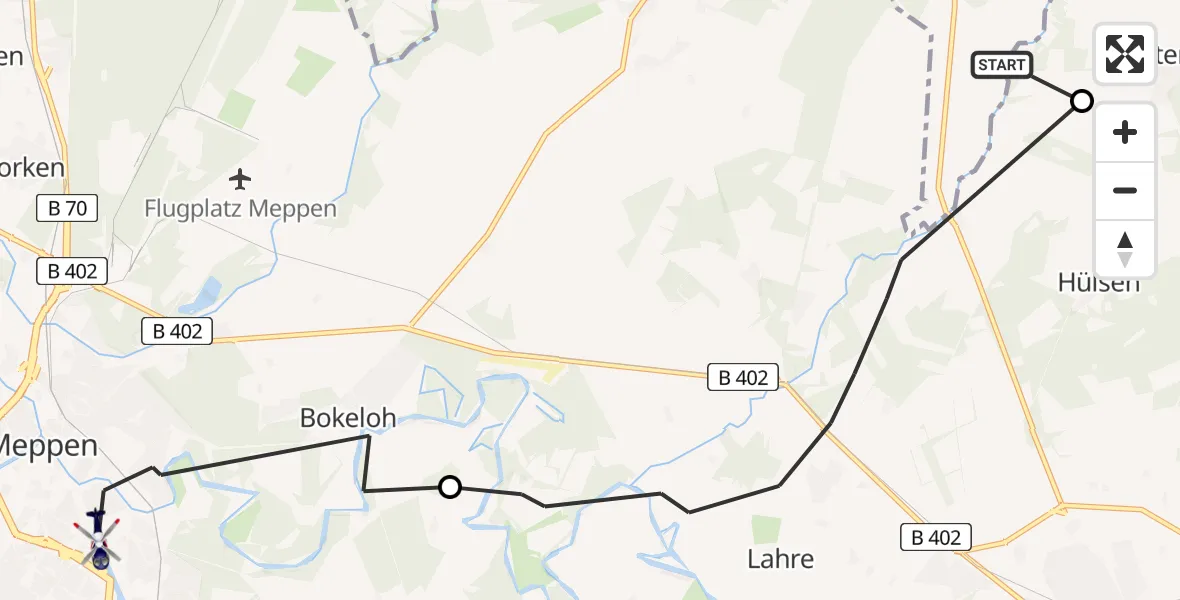 Flugroute Polizeihubschrauber Klein Berßen - Meppen, 10 Juli 2026, 07:54