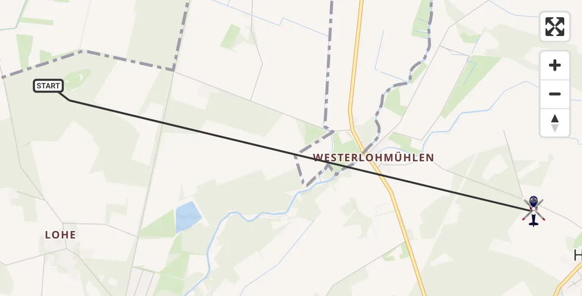 Flugroute Polizeihubschrauber Haselünne - Haselünne, 10 Juli 2026, 08:05
