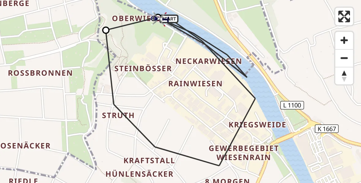 Flugroute Polizeihubschrauber Remseck am Neckar - Remseck am Neckar, 10 Juli 2026, 08:09