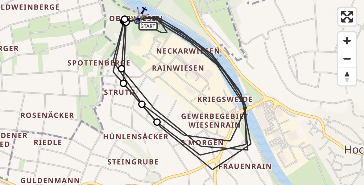 Flugroute Polizeihubschrauber Remseck am Neckar - Remseck am Neckar, 10 Juli 2026, 08:15