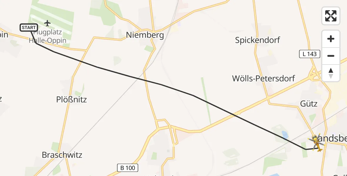 Flugroute Rettungshubschrauber Landsberg - Landsberg, 10 Juli 2026, 08:18