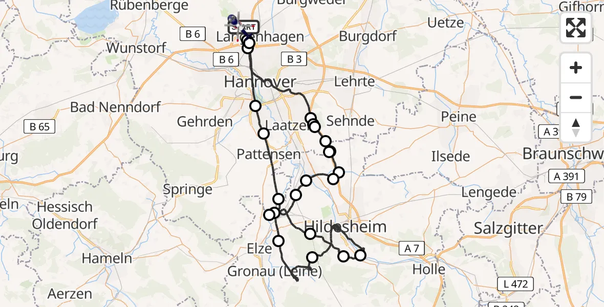 Flugroute Polizeihubschrauber Flughafen Hannover - Flughafen Hannover, 10 Juli 2026, 08:41