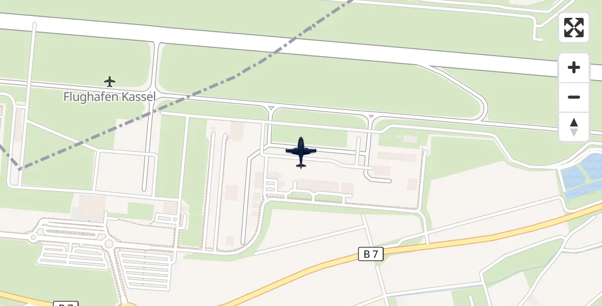 Flugroute Polizeiflugzeug Kassel Flughafen - Kassel Flughafen, 10 Juli 2026, 08:52