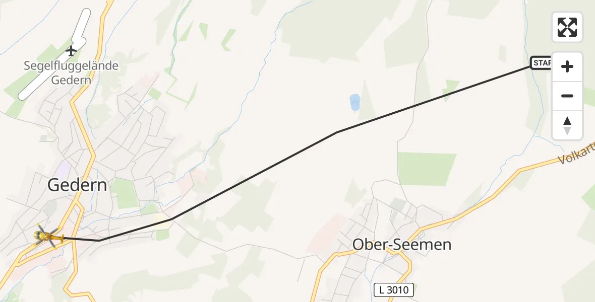 Flugroute Rettungshubschrauber Gedern - Gedern, 10 Juli 2026, 09:56
