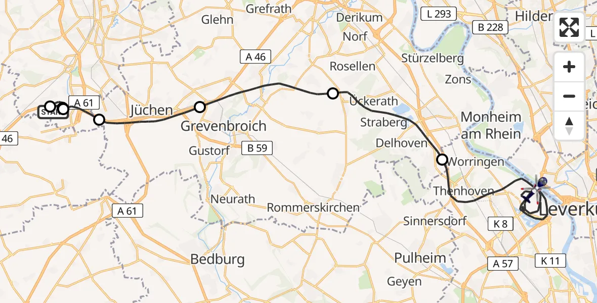 Flugroute Polizeihubschrauber Wanlo Segelfluggelände - Köln, 10 Juli 2026, 11:06