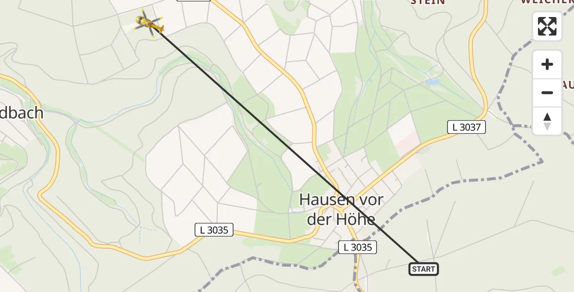 Flugroute Ambulanzhubschrauber Kiedrich - Schlangenbad, 10 Juli 2026, 13:16