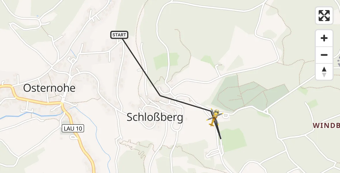 Flugroute Ambulanzhubschrauber Schnaittach - Schnaittach, 10 Juli 2026, 13:23