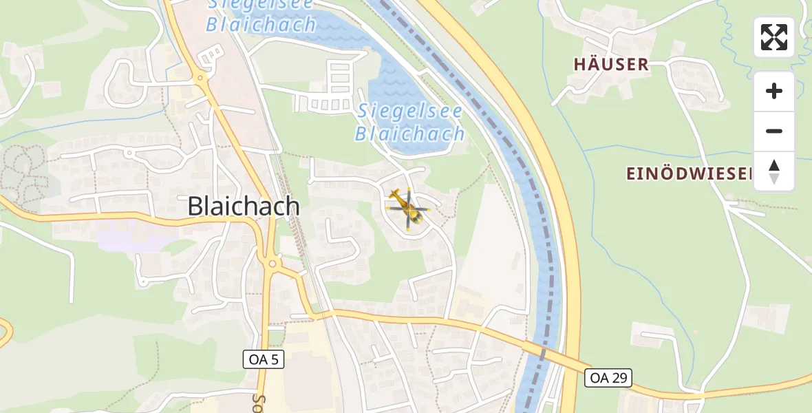 Flugroute Rettungshubschrauber Blaichach - Blaichach, 10 Juli 2026, 14:40