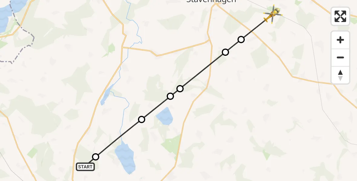 Flugroute Rettungshubschrauber Waren (Müritz) - Ivenack, 10 Juli 2026, 15:18