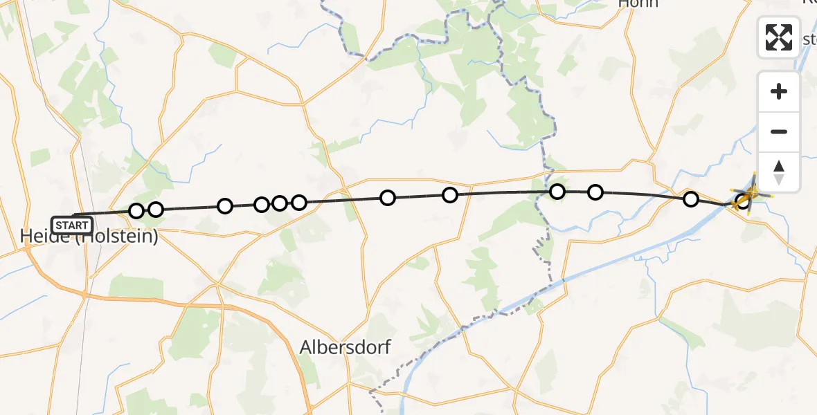 Flugroute Ambulanzhubschrauber Heide - Hörsten, 10 Juli 2026, 16:44