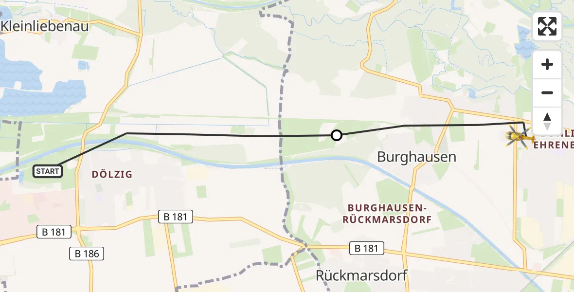 Flugroute Rettungshubschrauber Schkeuditz - Leipzig, 10 Juli 2026, 17:24
