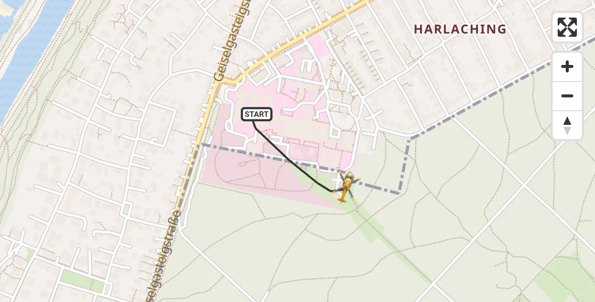 Flugroute Rettungshubschrauber ADAC Air Rescue Center Hubschrauberlandeplatz (Christoph 1) - ADAC Air Rescue Center Hubschrauberlandeplatz (Christoph 1), 10 Juli 2026, 17:40