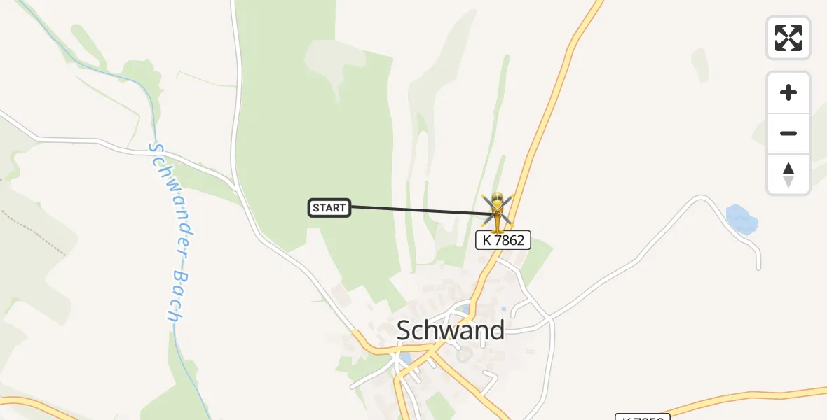 Flugroute Rettungshubschrauber Weischlitz - Weischlitz, 10 Juli 2026, 18:06