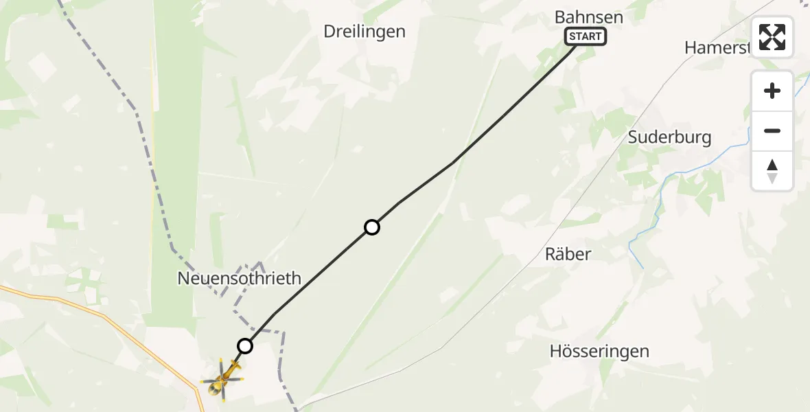 Flugroute Rettungshubschrauber Suderburg - Südheide, 10 Juli 2026, 18:24