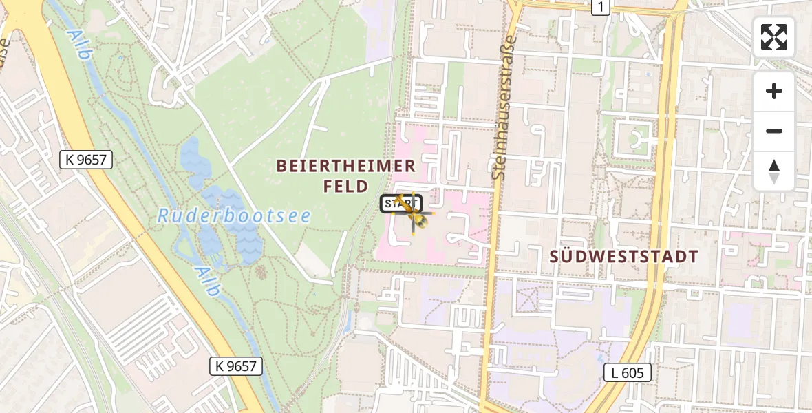 Flugroute Ambulanzhubschrauber Sankt Vincentius Hospital - Sankt Vincentius Hospital, 10 Juli 2026, 19:14