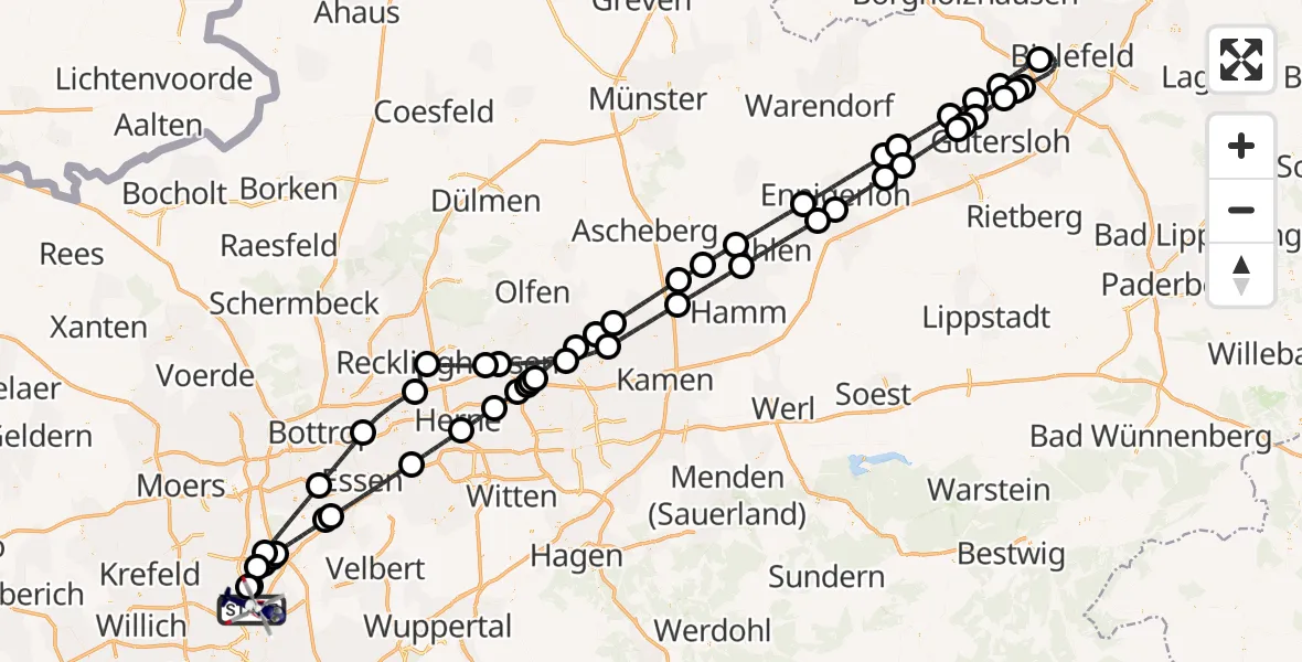 Flugroute Polizeihubschrauber Düsseldorf Flughafen - Düsseldorf Flughafen, 10 Juli 2026, 20:21