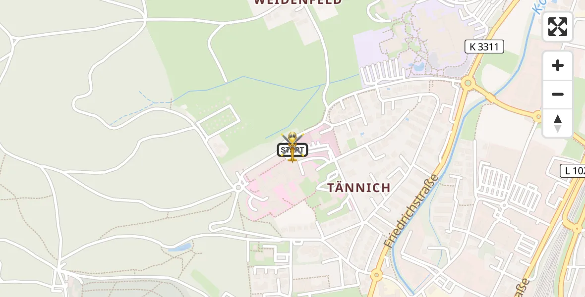 Flugroute Rettungshubschrauber Aalen - Aalen, 11 Juli 2026, 07:28