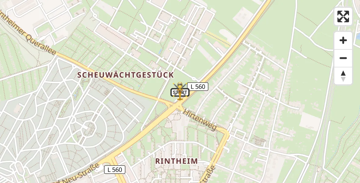 Flugroute Ambulanzhubschrauber Karlsruhe - Karlsruhe, 11 Juli 2026, 07:58