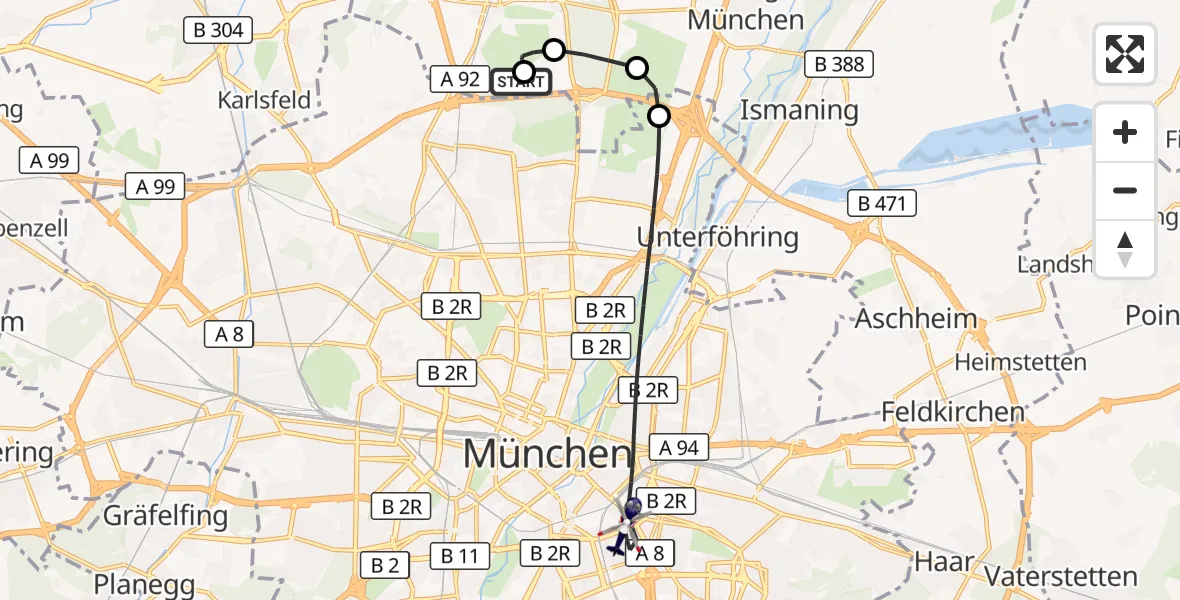Flugroute Polizeihubschrauber Oberschleißheim - München, 11 Juli 2026, 08:32