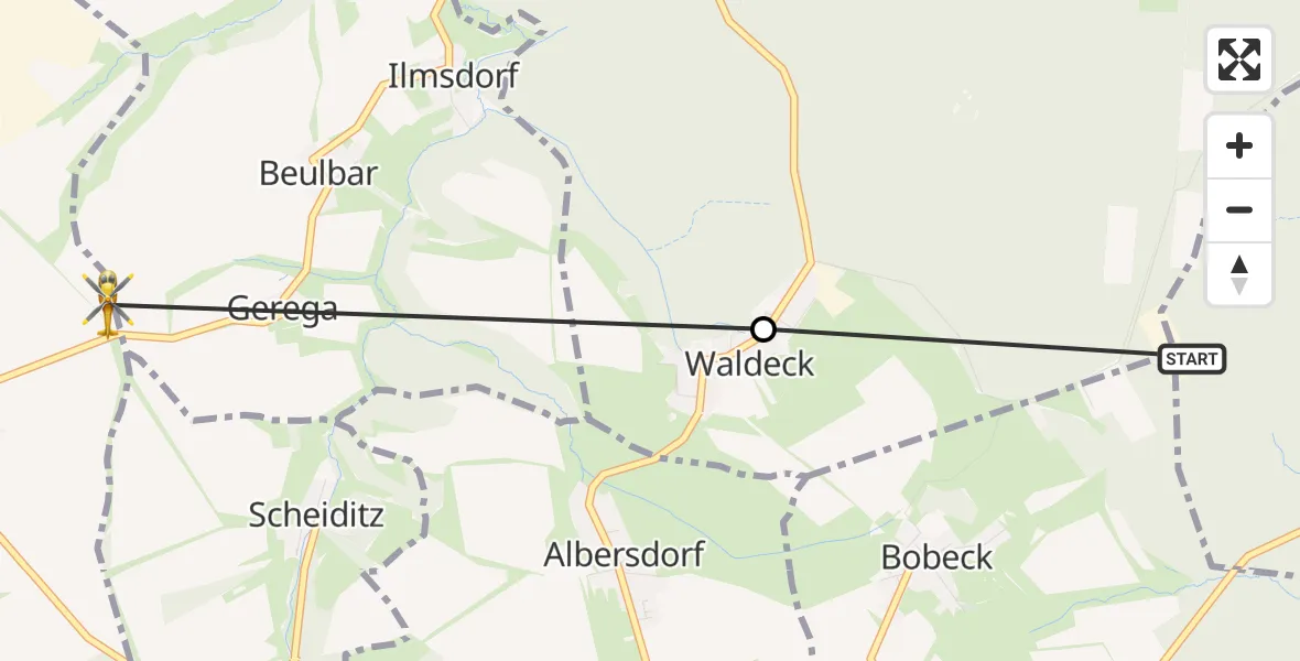 Flugroute Rettungshubschrauber Bobeck - Bürgel, 11 Juli 2026, 08:41