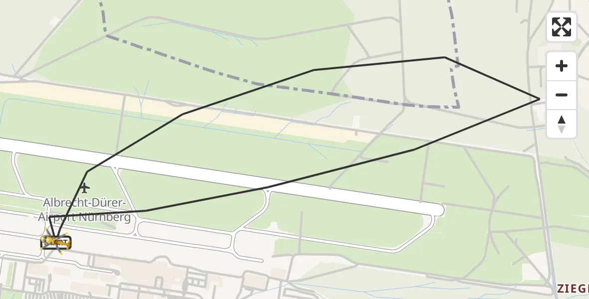 Flugroute Ambulanzhubschrauber Flughafen Nuremberg - Flughafen Nuremberg, 11 Juli 2026, 09:03