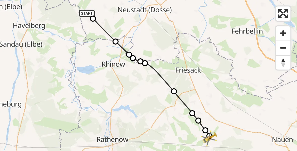 Flugroute Rettungshubschrauber Breddin - Märkisch Luch, 11 Juli 2026, 09:34