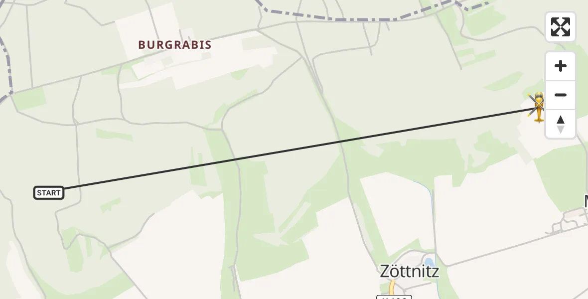 Flugroute Rettungshubschrauber Schlöben - Schlöben, 11 Juli 2026, 09:52