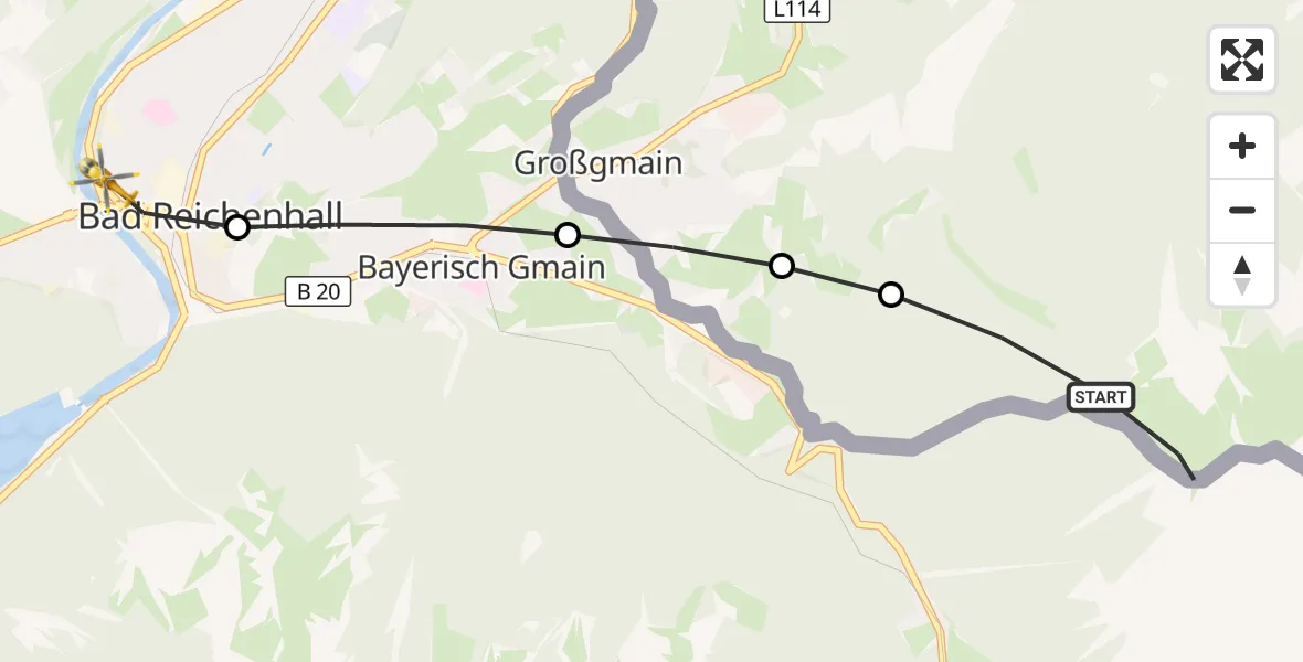 Flugroute Rettungshubschrauber Hinterreit - Bad Reichenhall, 11 Juli 2026, 10:41