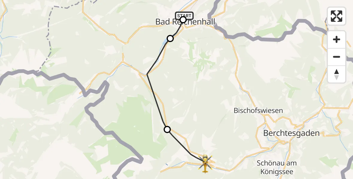 Flugroute Rettungshubschrauber Bad Reichenhall Hospital - Ramsau b.Berchtesgaden, 11 Juli 2026, 11:00